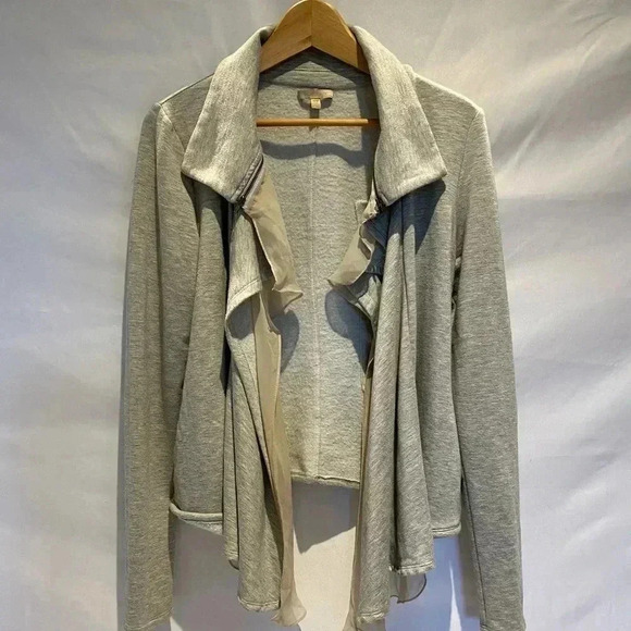 Bordeaux Cascading Chiffon Cardigan, size M - Picture 2 of 3